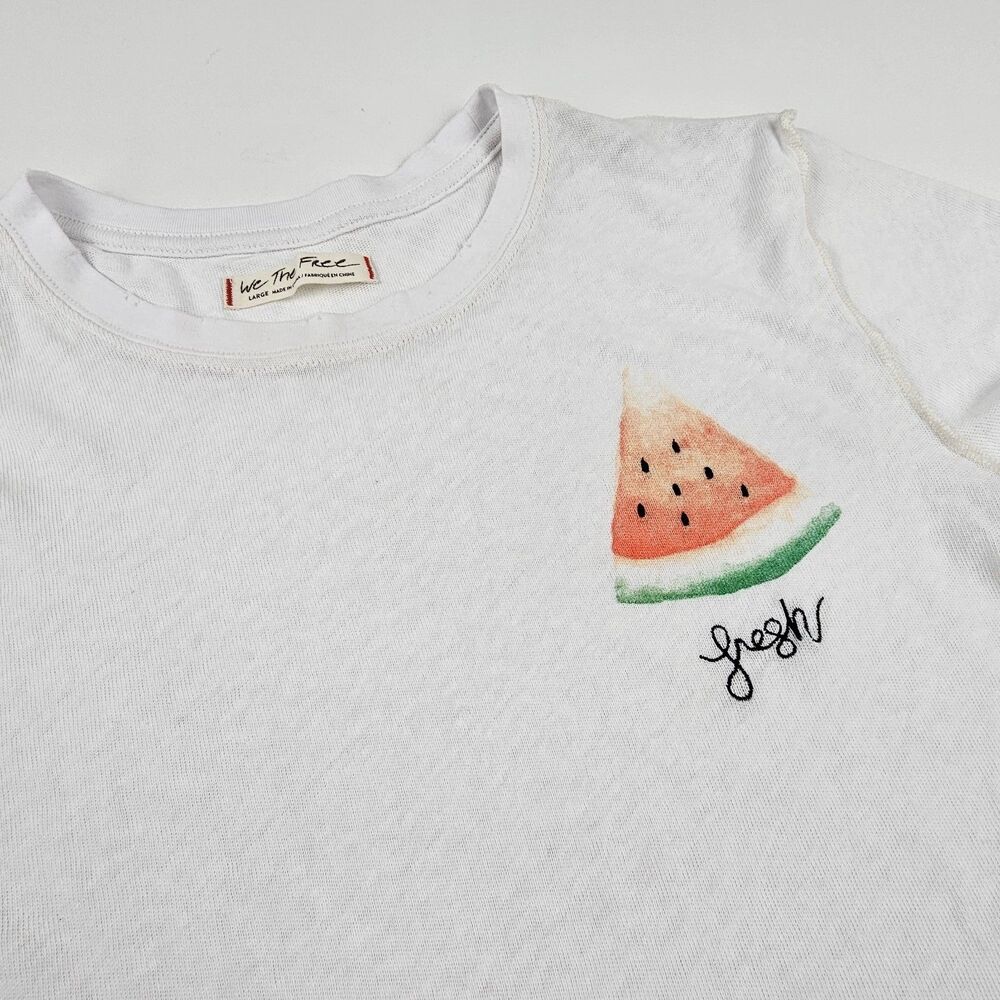 We The Free Free People Watermelon Graphic Tee Women's L White Summer Casual